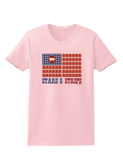 American Bacon Flag - Stars and Strips Womens T-Shirt-Womens T-Shirt-TooLoud-PalePink-X-Small-Davson Sales