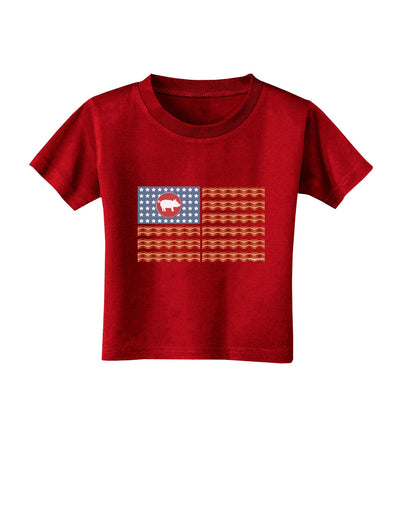 American Bacon Flag Toddler T-Shirt Dark-Toddler T-Shirt-TooLoud-Red-2T-Davson Sales