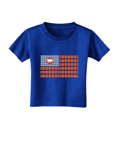 American Bacon Flag Toddler T-Shirt Dark-Toddler T-Shirt-TooLoud-Royal-Blue-2T-Davson Sales