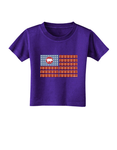 American Bacon Flag Toddler T-Shirt Dark-Toddler T-Shirt-TooLoud-Purple-2T-Davson Sales