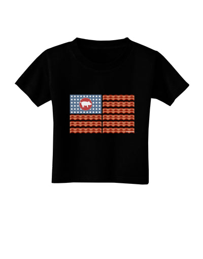 American Bacon Flag Toddler T-Shirt Dark-Toddler T-Shirt-TooLoud-Black-2T-Davson Sales