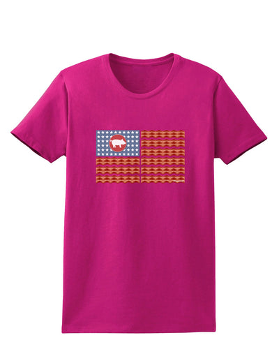 American Bacon Flag Womens Dark T-Shirt-TooLoud-Hot-Pink-Small-Davson Sales