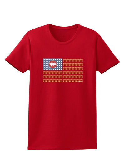 American Bacon Flag Womens Dark T-Shirt-TooLoud-Red-X-Small-Davson Sales