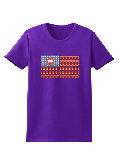 American Bacon Flag Womens Dark T-Shirt-TooLoud-Purple-X-Small-Davson Sales