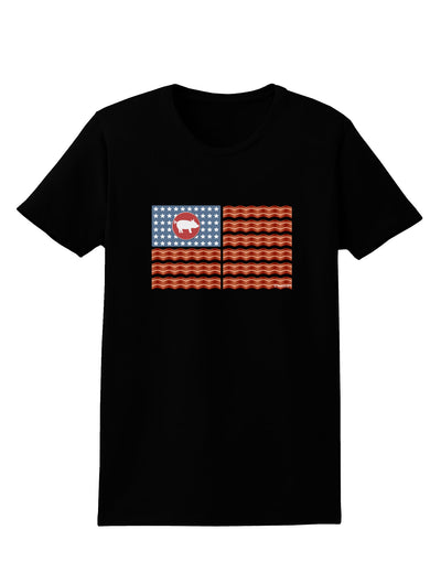 American Bacon Flag Womens Dark T-Shirt-TooLoud-Black-X-Small-Davson Sales