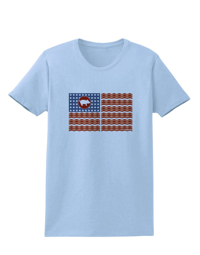 American Bacon Flag Womens T-Shirt-Womens T-Shirt-TooLoud-Light-Blue-X-Small-Davson Sales