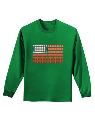 American Breakfast Flag - Bacon and Eggs Adult Long Sleeve Dark T-Shirt-TooLoud-Kelly-Green-Small-Davson Sales