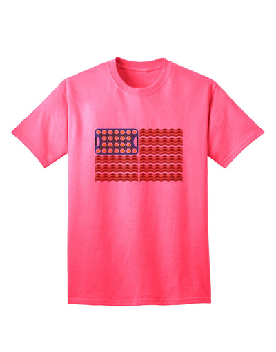 American Breakfast Flag - Bacon and Eggs Adult T-Shirt-Mens T-Shirt-TooLoud-Neon-Pink-Small-Davson Sales