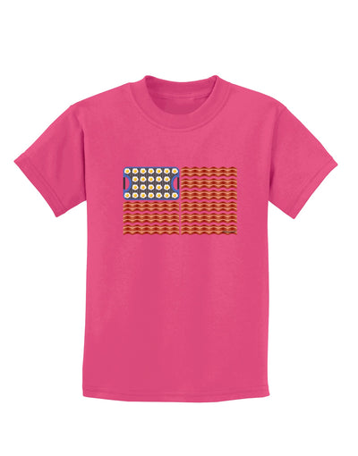 American Breakfast Flag - Bacon and Eggs Childrens Dark T-Shirt-Childrens T-Shirt-TooLoud-Sangria-X-Small-Davson Sales