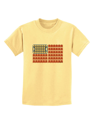 American Breakfast Flag - Bacon and Eggs Childrens T-Shirt-Childrens T-Shirt-TooLoud-Daffodil-Yellow-X-Small-Davson Sales