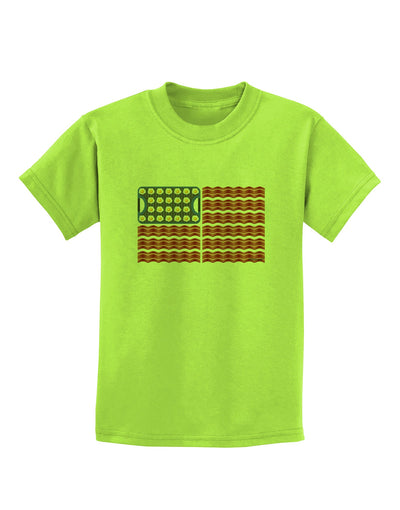 American Breakfast Flag - Bacon and Eggs Childrens T-Shirt-Childrens T-Shirt-TooLoud-Lime-Green-X-Small-Davson Sales