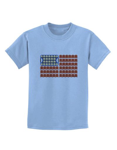 American Breakfast Flag - Bacon and Eggs Childrens T-Shirt-Childrens T-Shirt-TooLoud-Light-Blue-X-Small-Davson Sales