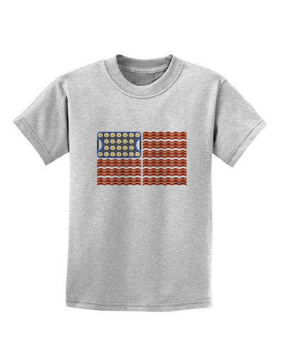 American Breakfast Flag - Bacon and Eggs Childrens T-Shirt-Childrens T-Shirt-TooLoud-AshGray-X-Small-Davson Sales