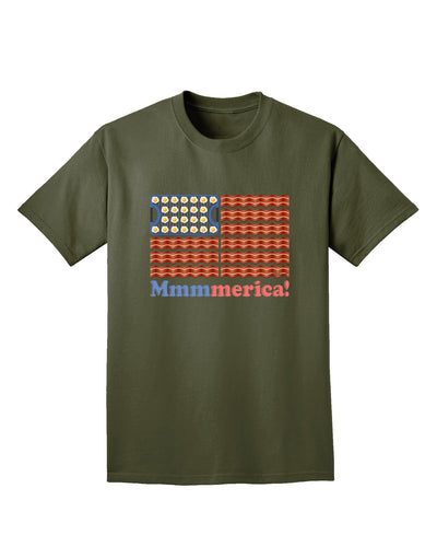 American Breakfast Flag - Bacon and Eggs - Mmmmerica Adult Dark T-Shirt-Mens T-Shirt-TooLoud-Military-Green-Small-Davson Sales