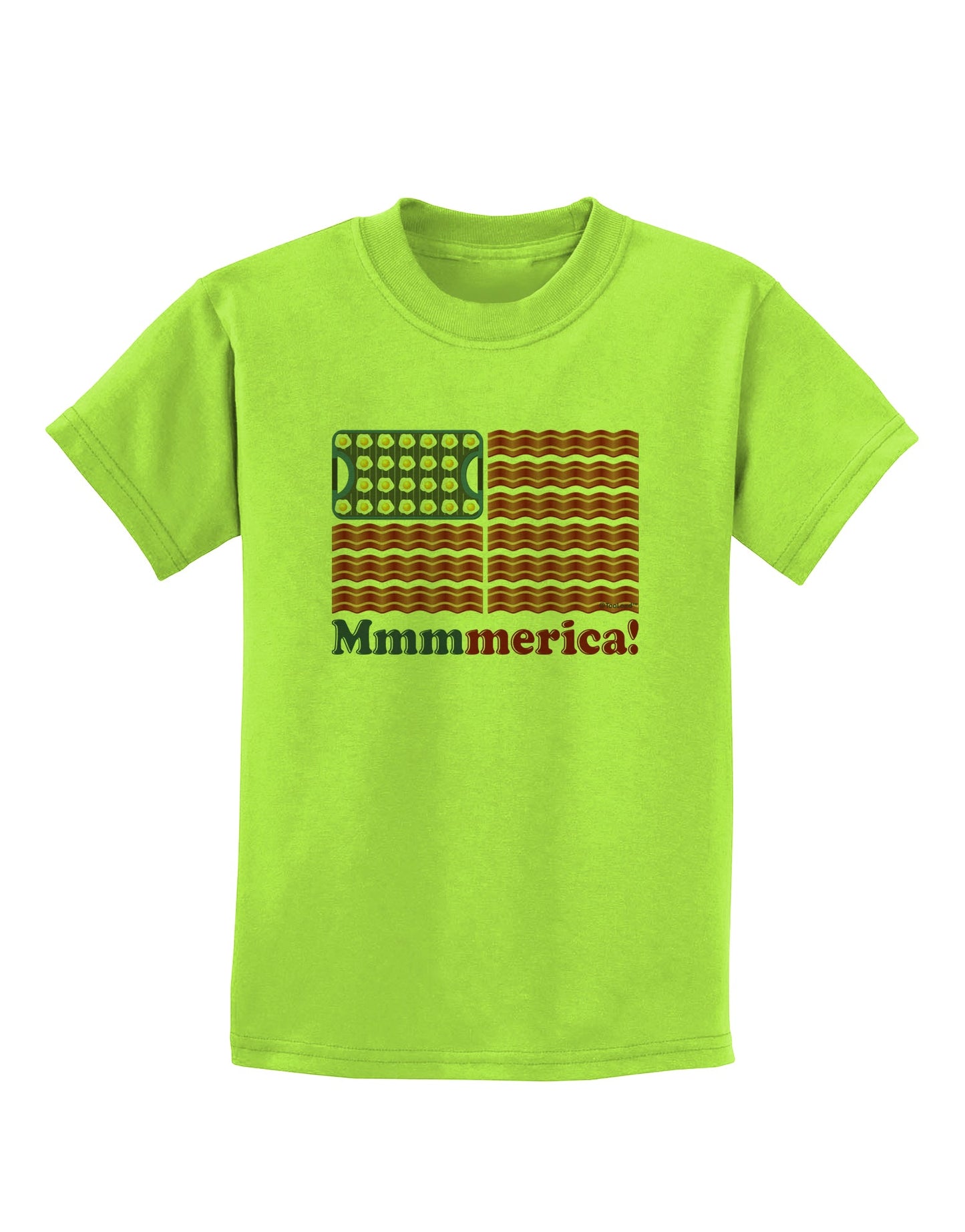 American Breakfast Flag - Bacon and Eggs - Mmmmerica Childrens T-Shirt-Childrens T-Shirt-TooLoud-Lime-Green-X-Small-Davson Sales