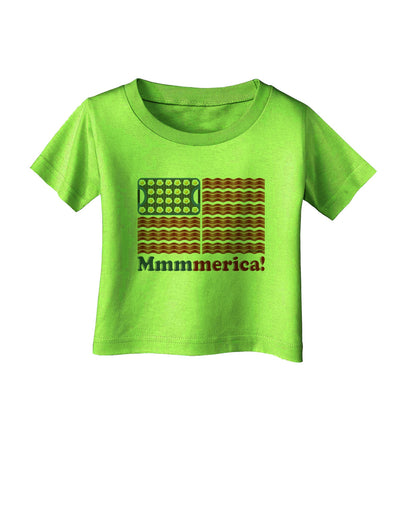 American Breakfast Flag - Bacon and Eggs - Mmmmerica Infant T-Shirt-Infant T-Shirt-TooLoud-Lime-Green-06-Months-Davson Sales