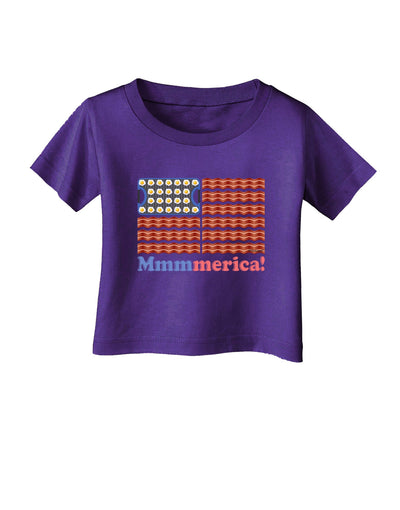 American Breakfast Flag - Bacon and Eggs - Mmmmerica Infant T-Shirt Dark-Infant T-Shirt-TooLoud-Purple-06-Months-Davson Sales