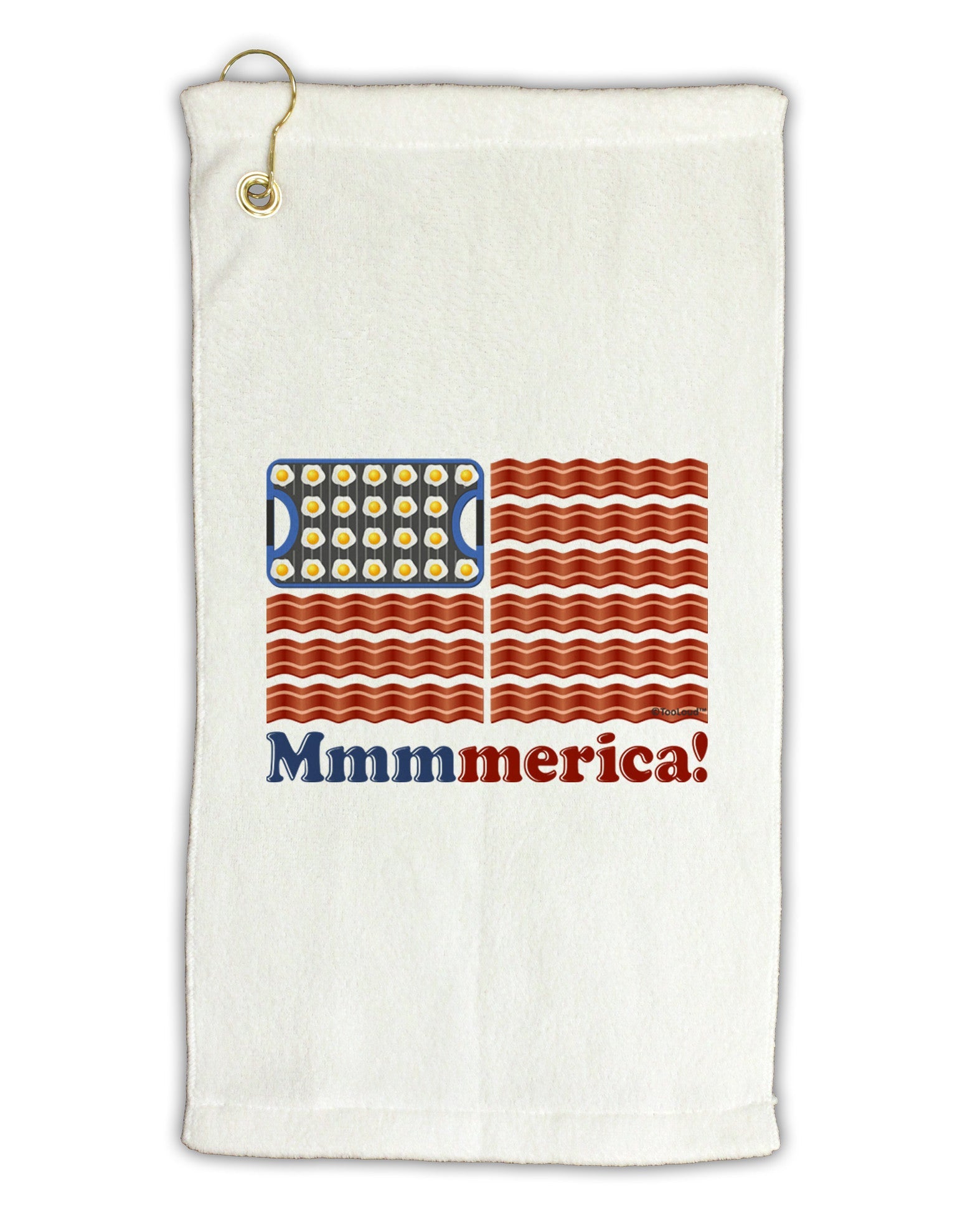 American Breakfast Flag - Bacon and Eggs - Mmmmerica Micro Terry Gromet Golf Towel 16 x 25 inch-Golf Towel-TooLoud-White-Davson Sales