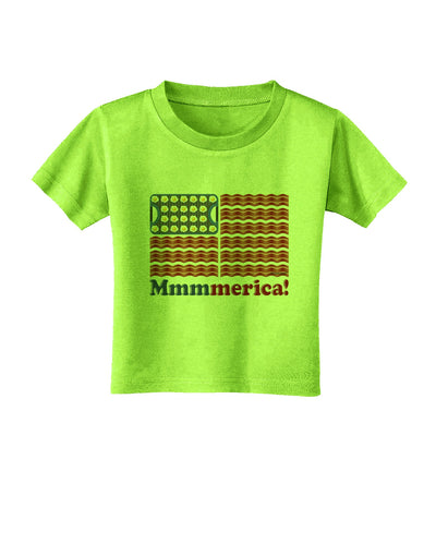 American Breakfast Flag - Bacon and Eggs - Mmmmerica Toddler T-Shirt-Toddler T-Shirt-TooLoud-Lime-Green-2T-Davson Sales