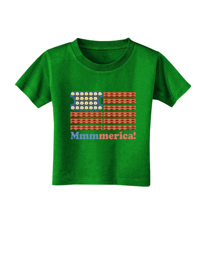 American Breakfast Flag - Bacon and Eggs - Mmmmerica Toddler T-Shirt Dark-Toddler T-Shirt-TooLoud-Clover-Green-2T-Davson Sales