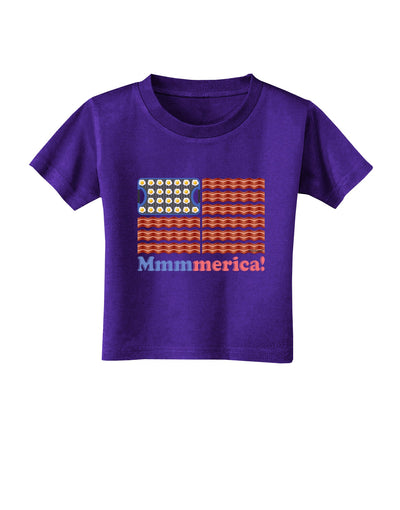 American Breakfast Flag - Bacon and Eggs - Mmmmerica Toddler T-Shirt Dark-Toddler T-Shirt-TooLoud-Purple-2T-Davson Sales