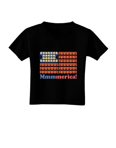 American Breakfast Flag - Bacon and Eggs - Mmmmerica Toddler T-Shirt Dark-Toddler T-Shirt-TooLoud-Black-2T-Davson Sales