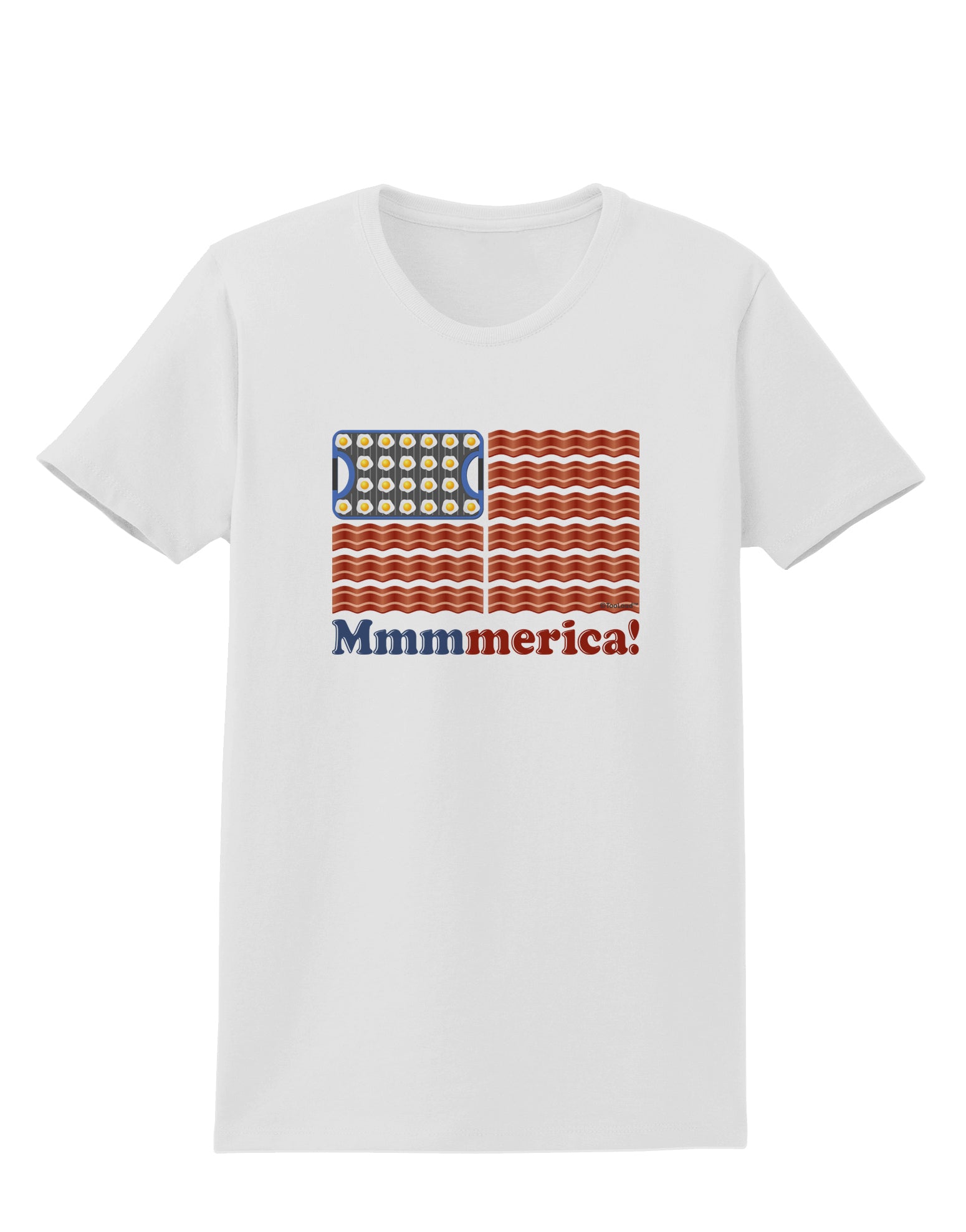 American Breakfast Flag - Bacon and Eggs - Mmmmerica Womens T-Shirt-Womens T-Shirt-TooLoud-White-X-Small-Davson Sales
