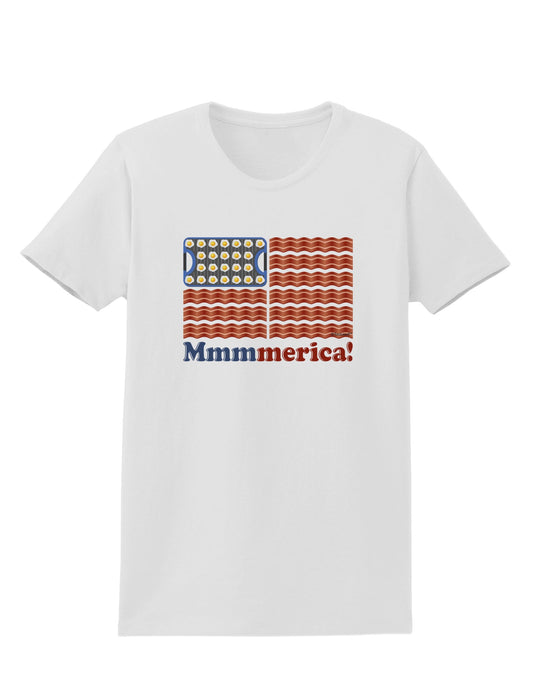 American Breakfast Flag - Bacon and Eggs - Mmmmerica Womens T-Shirt-Womens T-Shirt-TooLoud-White-X-Small-Davson Sales