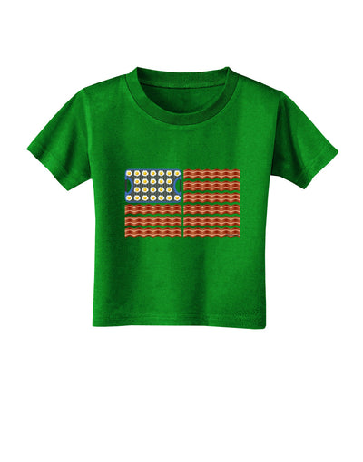 American Breakfast Flag - Bacon and Eggs Toddler T-Shirt Dark-Toddler T-Shirt-TooLoud-Clover-Green-2T-Davson Sales