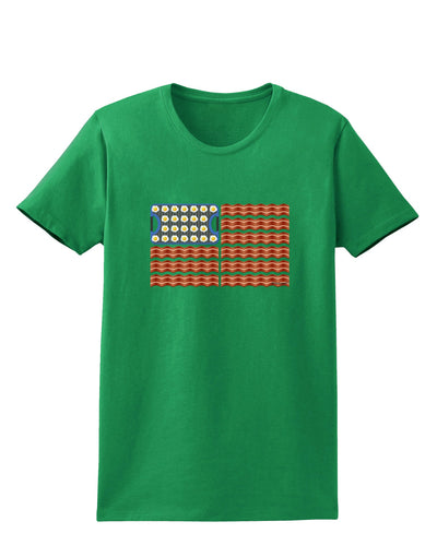 American Breakfast Flag - Bacon and Eggs Womens Dark T-Shirt-TooLoud-Kelly-Green-X-Small-Davson Sales