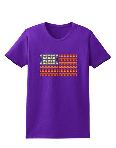 American Breakfast Flag - Bacon and Eggs Womens Dark T-Shirt-TooLoud-Purple-X-Small-Davson Sales