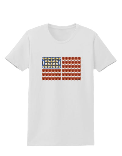 American Breakfast Flag - Bacon and Eggs Womens T-Shirt-Womens T-Shirt-TooLoud-White-X-Small-Davson Sales