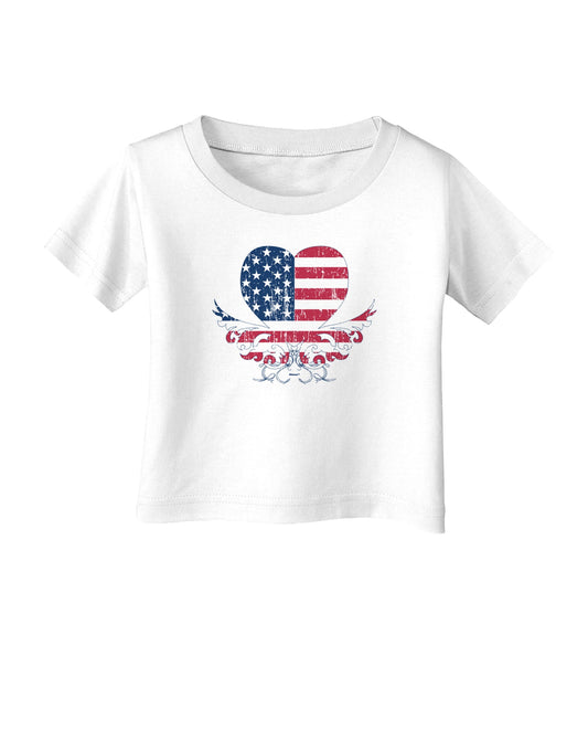 American Flag Decorative Floral Heart Vintage Infant T-Shirt-Infant T-Shirt-TooLoud-White-06-Months-Davson Sales