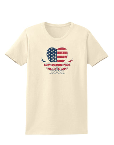 American Flag Decorative Floral Heart Vintage Womens T-Shirt-Womens T-Shirt-TooLoud-Natural-X-Small-Davson Sales