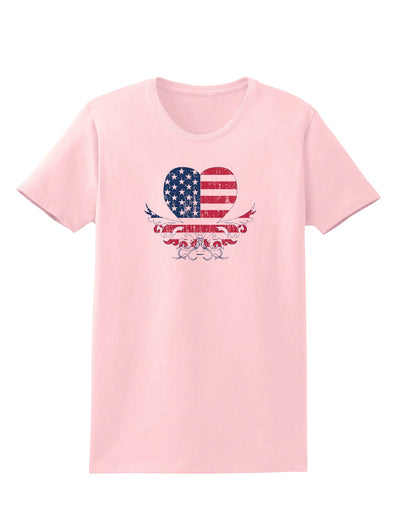 American Flag Decorative Floral Heart Vintage Womens T-Shirt-Womens T-Shirt-TooLoud-PalePink-X-Small-Davson Sales