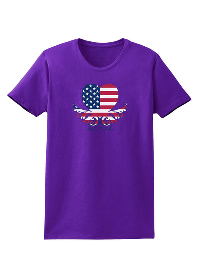 American Flag Decorative Floral Heart Vintage Womens T-Shirt-Womens T-Shirt-TooLoud-Purple-X-Small-Davson Sales