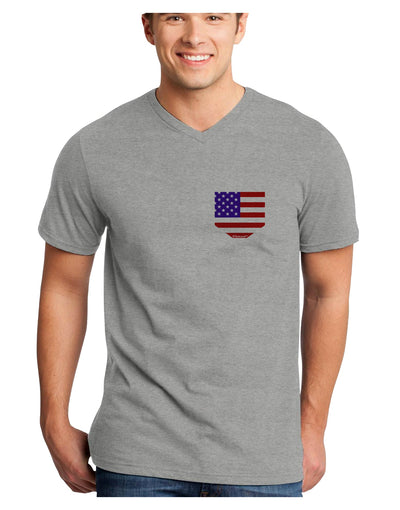 American Flag Faux Pocket Design Adult V-Neck T-shirt by TooLoud-Mens V-Neck T-Shirt-TooLoud-HeatherGray-Small-Davson Sales