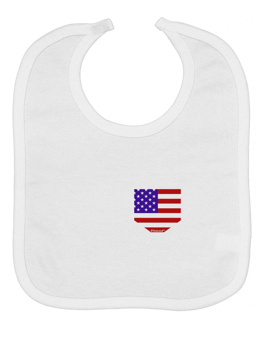 American Flag Faux Pocket Design Baby Bib by TooLoud