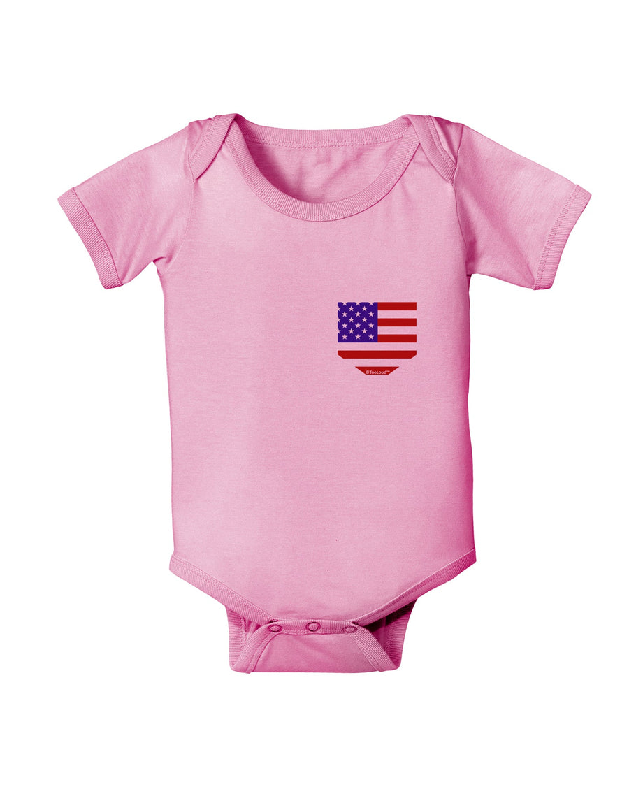 American Flag Faux Pocket Design Baby Romper Bodysuit by TooLoud-Baby Romper-TooLoud-White-06-Months-Davson Sales