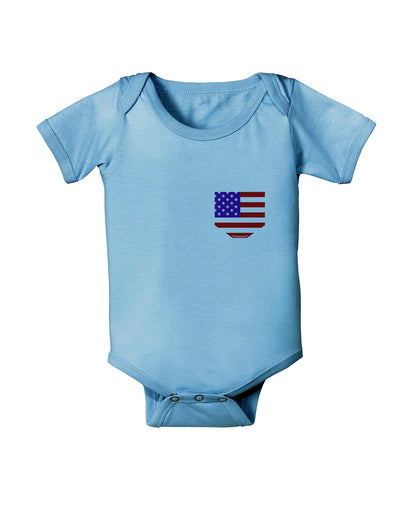 American Flag Faux Pocket Design Baby Romper Bodysuit by TooLoud-Baby Romper-TooLoud-Light-Blue-06-Months-Davson Sales