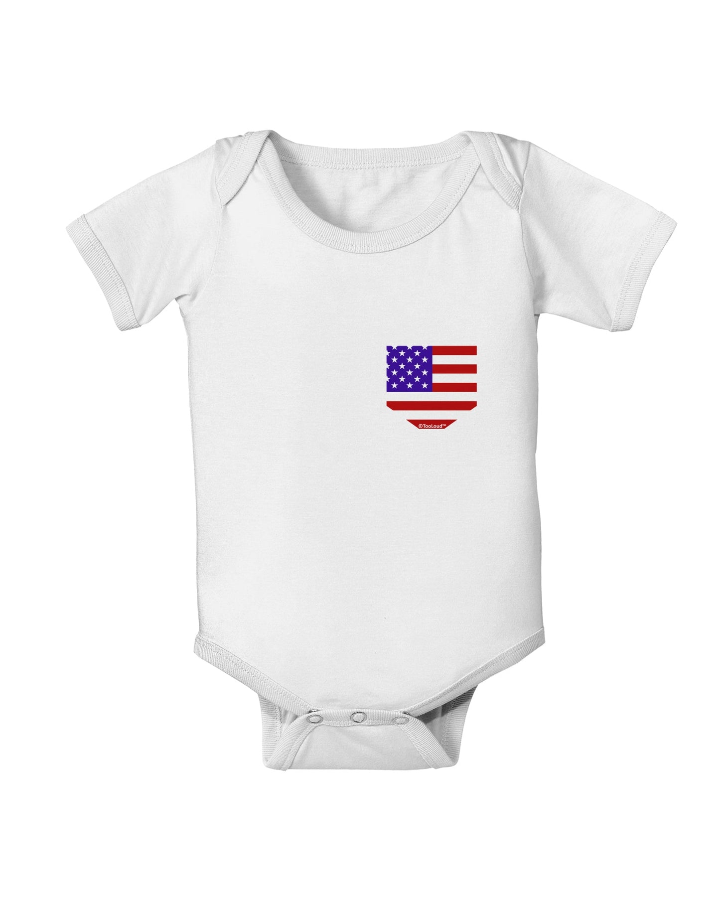 American Flag Faux Pocket Design Baby Romper Bodysuit by TooLoud-Baby Romper-TooLoud-White-06-Months-Davson Sales
