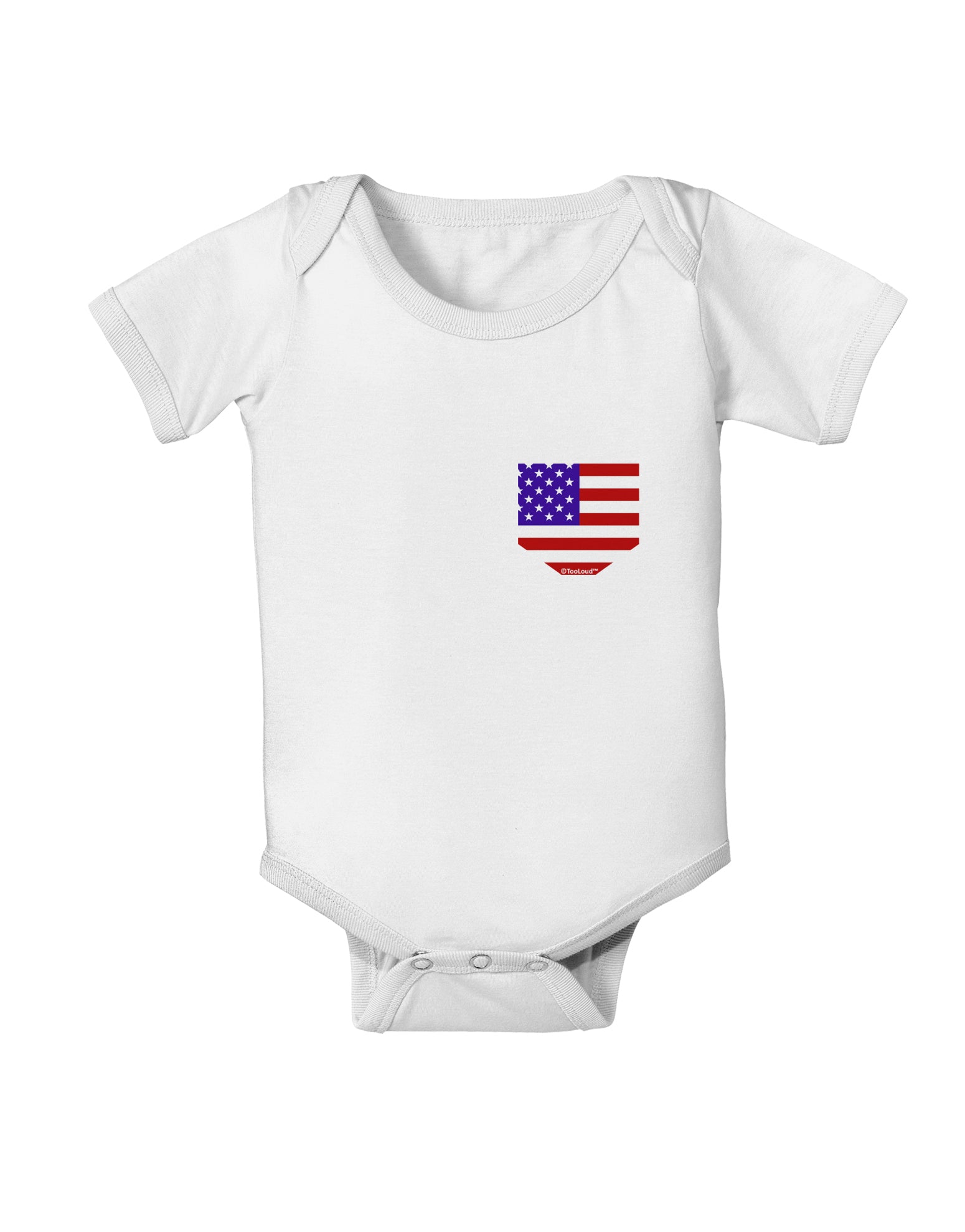American Flag Faux Pocket Design Baby Romper Bodysuit by TooLoud-Baby Romper-TooLoud-White-06-Months-Davson Sales