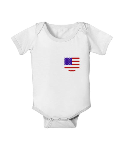 American Flag Faux Pocket Design Baby Romper Bodysuit by TooLoud-Baby Romper-TooLoud-White-06-Months-Davson Sales