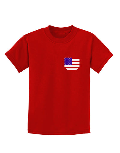 American Flag Faux Pocket Design Childrens Dark T-Shirt by TooLoud-Childrens T-Shirt-TooLoud-Red-X-Small-Davson Sales