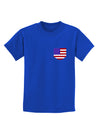 American Flag Faux Pocket Design Childrens Dark T-Shirt by TooLoud-Childrens T-Shirt-TooLoud-Royal-Blue-X-Small-Davson Sales