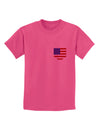 American Flag Faux Pocket Design Childrens T-Shirt by TooLoud-Childrens T-Shirt-TooLoud-Sangria-X-Small-Davson Sales