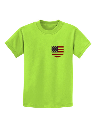 American Flag Faux Pocket Design Childrens T-Shirt by TooLoud-Childrens T-Shirt-TooLoud-Lime-Green-X-Small-Davson Sales