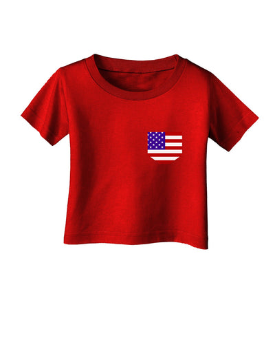 American Flag Faux Pocket Design Infant T-Shirt Dark by TooLoud-Infant T-Shirt-TooLoud-Red-06-Months-Davson Sales