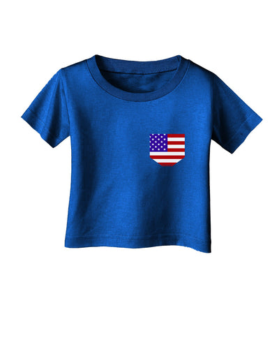 American Flag Faux Pocket Design Infant T-Shirt Dark by TooLoud-Infant T-Shirt-TooLoud-Royal-Blue-06-Months-Davson Sales