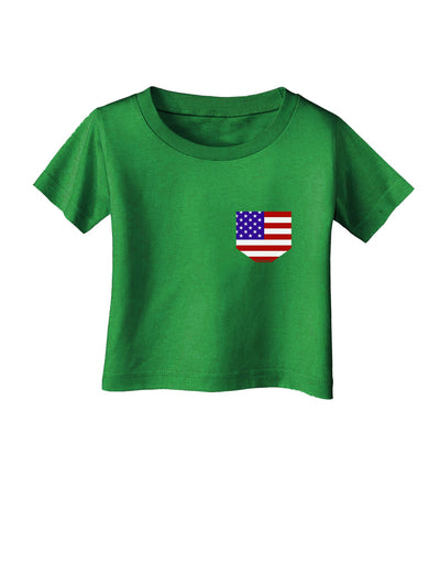 American Flag Faux Pocket Design Infant T-Shirt Dark by TooLoud-Infant T-Shirt-TooLoud-Clover-Green-06-Months-Davson Sales